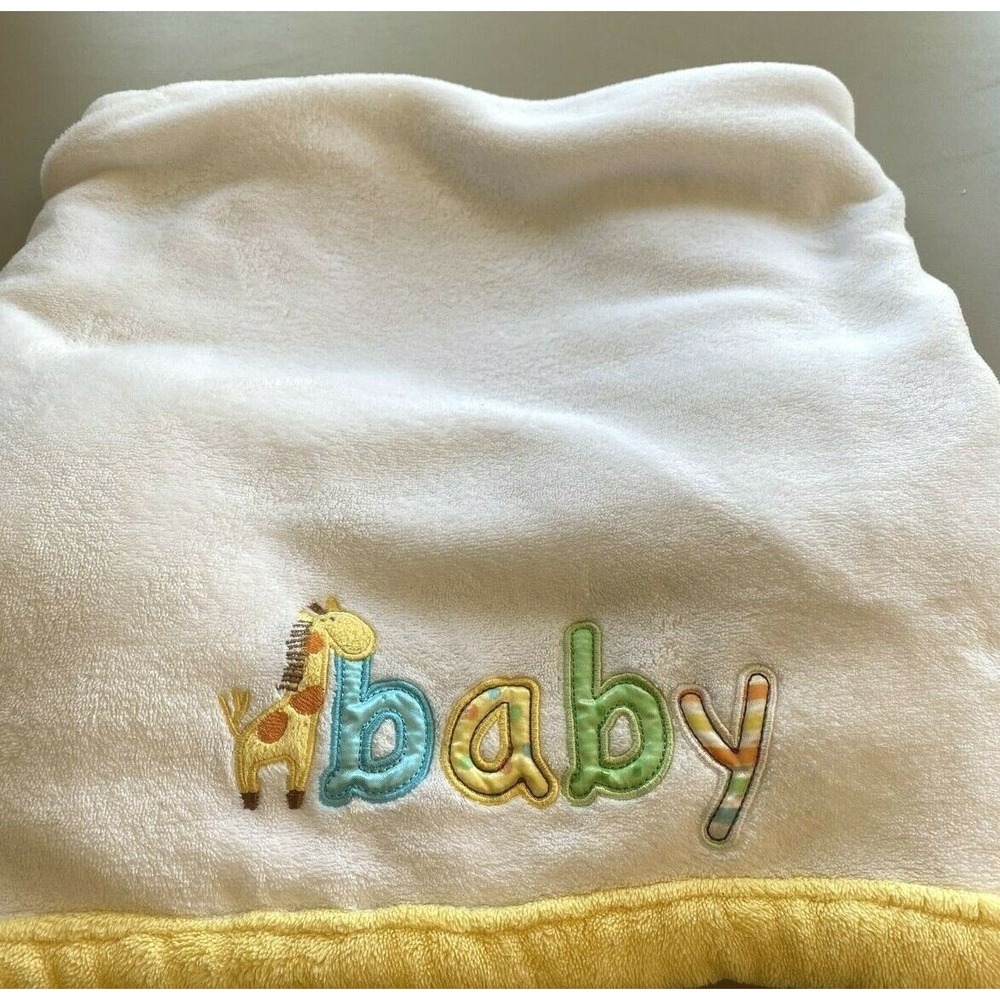 Baby Starters Blanket White Plush yellow trim Giraffe Baby Lovey Security